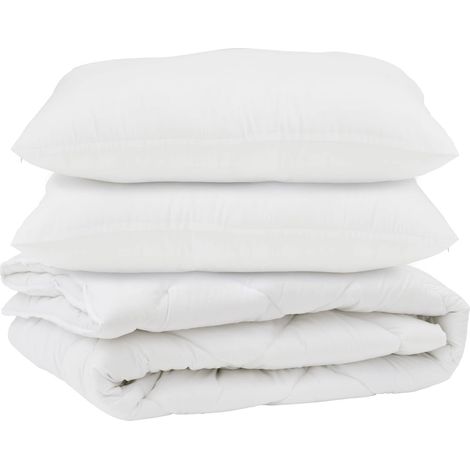 Couette avec oreiller 3 pcs Blanc Microfibre (1/5)