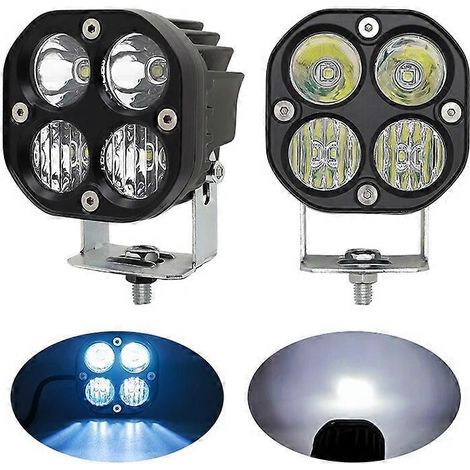 Projecteur de travail LED carré 3 pouces 40 W, faisceau large, blanc, pour motos, 4x4, tracteurs, camions et voitures (lot de 2). (1/5)