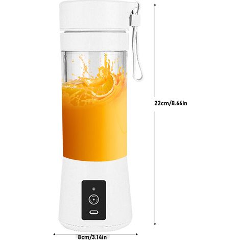 Ortviai Mixeur Portable Rechargeable 2000 mAh, 380 ml, 6 Lames Inox, pour Smoothies et Jus – Blanc (1/4)