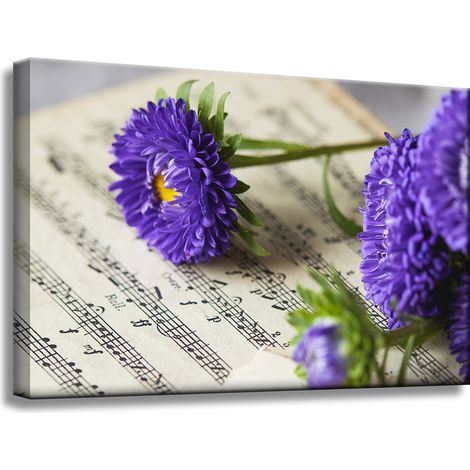 Leinwandgemälde „Musikblumen auf der Partitur“ 60x40