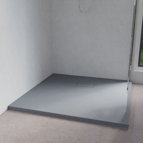 Receveur de douche 100x100 cm extra plat - SAPHIR- Gris ciment (1/5)