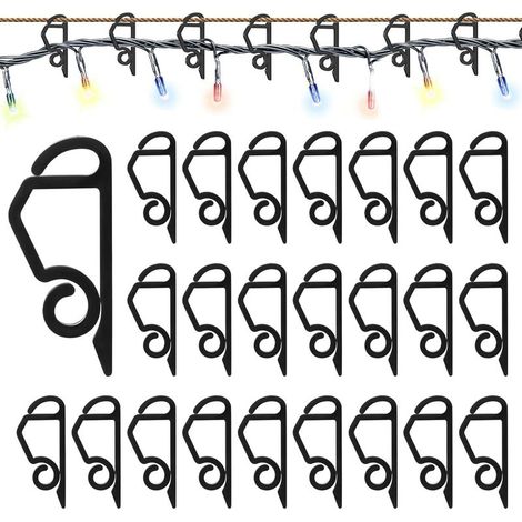 200Pièces Noir Noël Lumière Gouttière Clips Crochets de Gouttières Clip Lumière Décoration Noël Crochet de Gouttière Crochet de gouttière en Plastique pour lumières de Noël ou d'anniversaire (1/5)
