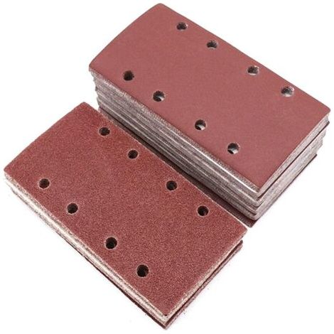 9,5 x 18,5 cm – Ponceuse 8 trous – Grain 60 – Papier de verre – Ponçage de meubles – Ponçage à l'eau et sur ponceuse carrée – 100 pièces (1/4)