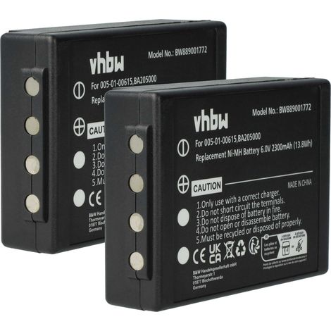 vhbw 2x batteria compatibile con HBC Linus 6, 4 Radiocomando Industriale, Telecomando (2300mAh, 6V, NiMH) - Nero