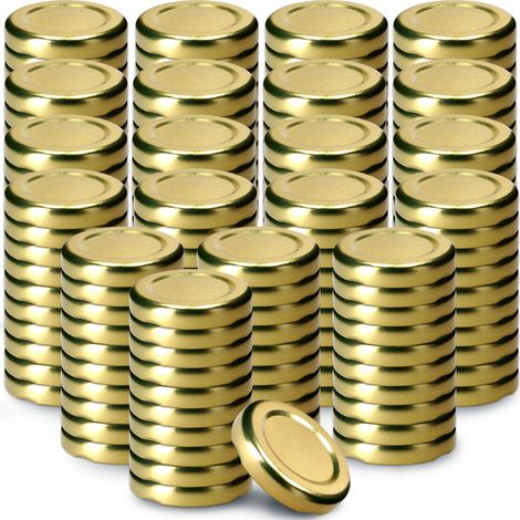 KADAX Schraubdeckel fi43 mm, aus Metall, für Einmachgläser, 200 Stück, Gold
