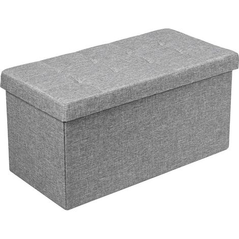 31,5 pouces banc coffre pliable en tissu, rangement avec bac amovible, assise rembourrée (1/5)