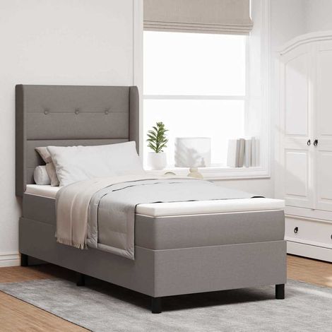 LED Boxspringbett mit Matratze Taupe 100 x 200 cm Stoff