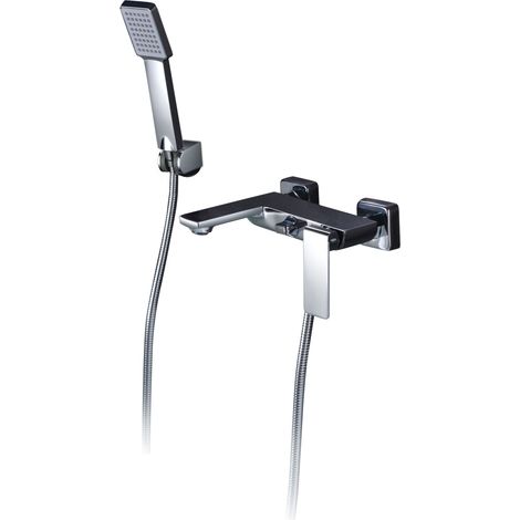 IMEX Wannen- und Duscharmatur aus verchromtem Messing mit ABS-Duschhalter verstärktem Stahlflexschlauch 180 cm und Keramik-Einhebelkartusche Ø25 mm – Modell FIYI (1/3)
