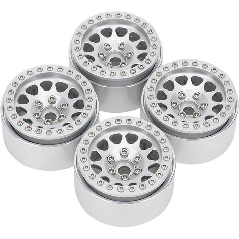 Stück Metallfelgen im Maßstab 1:10 für RC-Crawler, kompatible Reifen: Axial SCX10/SCX10II/90046/90047 – Silber (1/5)