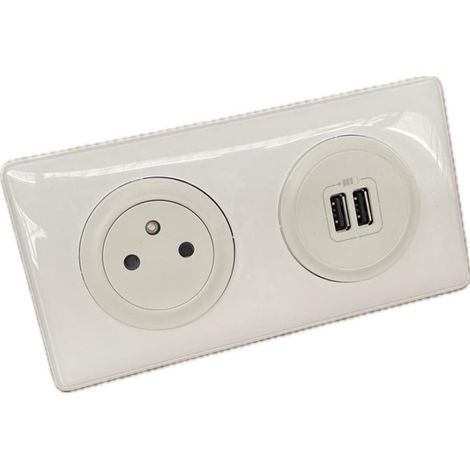 Legrand – Kit prise 2P+T 16A – Chargeur double USB type A 3A 230V à encastrer – Support et plaque blanc – Enjoliveur Céliane