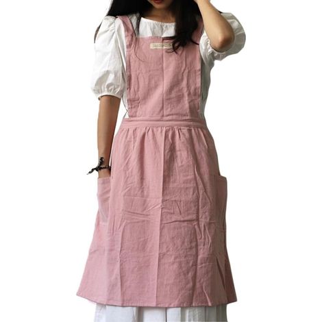 Femmes Artiste Tablier pour Peinture, Tablier de Cuisine avec Poches Latérales, Coton Croix Arrière Tabliers pour Restaurant, Café, Serveur (1/5)