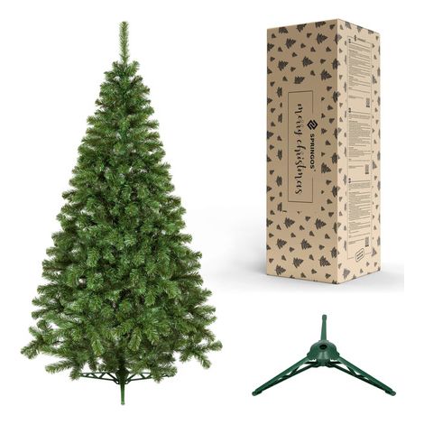 SPRINGOS Albero di Natale 180 cm Albero di Natale artificiale Vero e proprio albero di Natale naturale Supporto in metallo