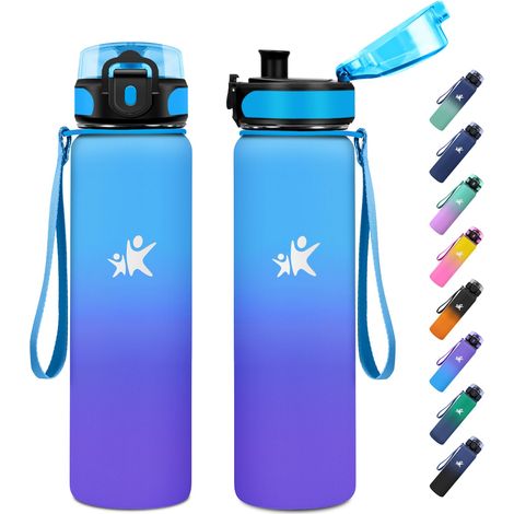 Gourde Inox 1L, Gourde Isotherme sans BPA, Bouteille d'eau Acier Inoxydable à Double Paroi pour Adulte, École, Bureau, Outdoor, Sport (1/5)