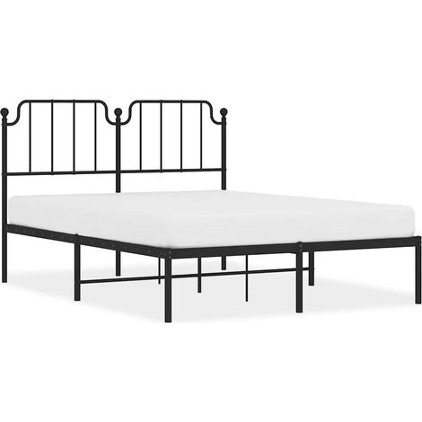 Maison Exclusive - Cadre de lit métal sans matelas avec tête de lit noir 135x190cm (1/5)