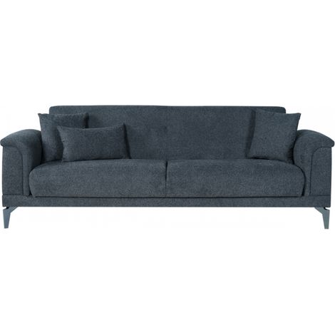 Dreisitzer-Schlafsofa 228 x 85 cm aus dunkelgrauem Stoff - Oglio
