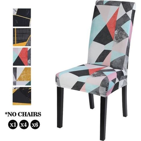 Lot de 6 Housse de Chaise Stretch Couverture de Chaise Extensible Housse pour Chaise de Salle à Manger (1/4)