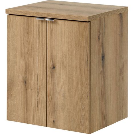 Set NEWPORT Armadio Pensile Sottolavabo con Piano di Lavoro 50x60x40 Effetto Rovere [en.casa]