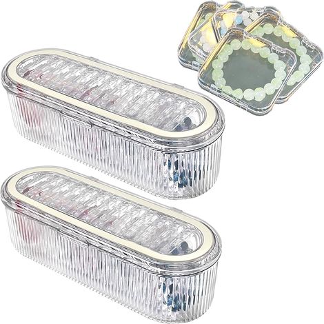 Boîte de rangement transparente - Modèle de combinaison avec boîte à rabat et 13 compartiments pour bracelets, accessoires de bijoux, par [安德在线], dimensions standard. (1/5)
