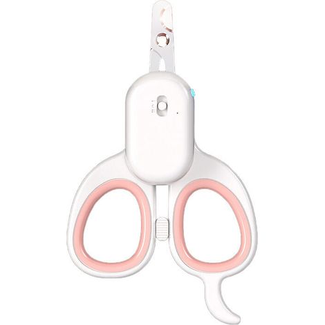 Coupe Griffes pour Chat, Multifonction Coupe-Ongles Professionnels pour Chiot & Petit Animal, Ciseaux Acier Inoxydable, Équipé d'une lumière LED Haute luminosité et d'une lumière UV (Rose) (1/5)