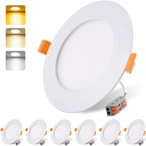 Spotlight LED Encastrable Plat 230V 9W Lot 6 IP54 3CCT, Découpe 90-110mm, 3000/4000/6000K (1/5)