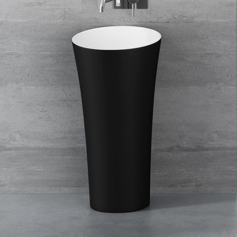 Mai & Mai Lavandino a Colonna 42X42X85cm, Lavandino su Piedistallo per Bagni Colossum33 da Minerale Fuso, Bianco e Nero