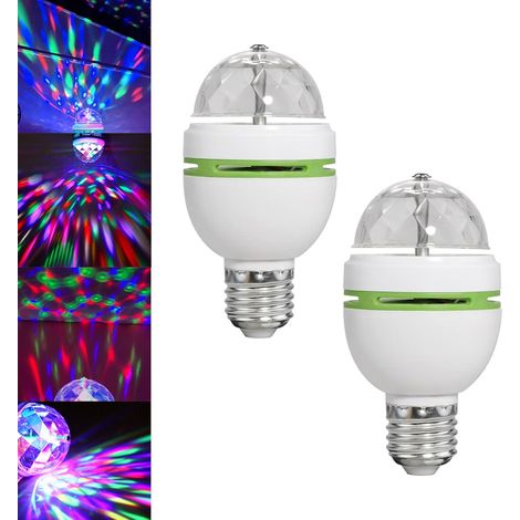 ampoules disco à LED RVB changement de couleur boule rotative stroboscope éclairage scène connecteur baïonnette E27 Lot de 2 (1/5)