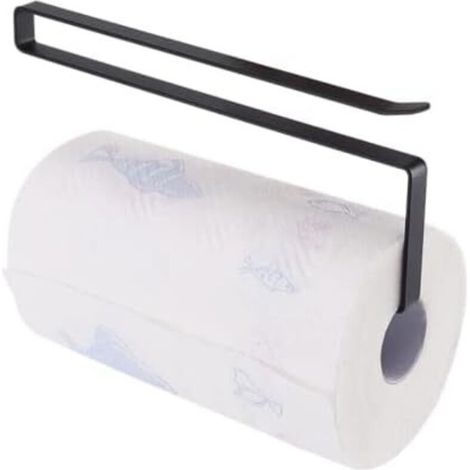 Küchenrollenhalter ohne Bohren, Papierrollenhalter für die Unterbaumontage, Papierhandtuchhalter, Küchenhandtuchhalter für Küche und Bad (Schwarz) - Crezuo