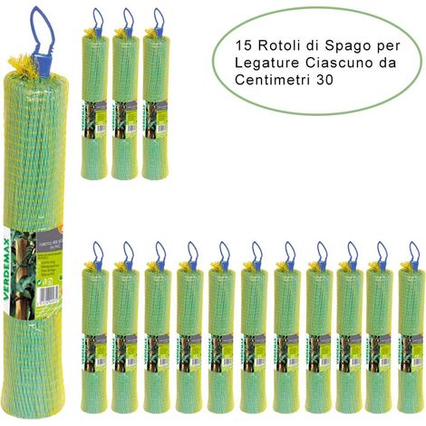 15 rotoli di spago per legature da giardino in pvc ciascuno da diametro 3 mm verdemax