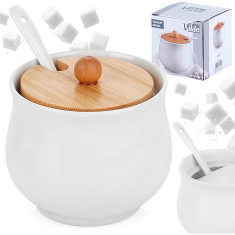 Vilde Boîte de conservation céramique bambou bois blanc (1/5)