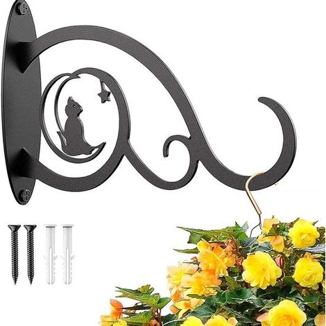 1 soporte colgante de metal forjado para cestas, gancho para colgar plantas en la pared, comederos para pájaros, campanillas de viento, faroles (1/5)