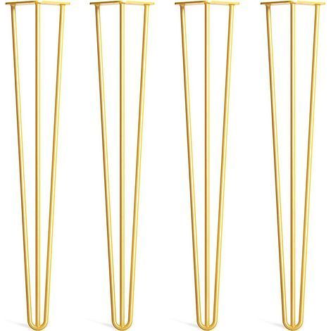 Lot de 4 pieds épingle 20 cm en acier – 3 tiges pour meilleure stabilité – 16 vis de fixation incluses – Pour meubles modernes-Chrom (1/5)