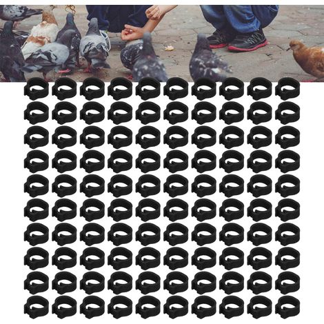 Anillos de identificación para palomas, 100 unidades, anillos de plástico negro de 8 mm para las patas, para cría y marcaje. (1/5)