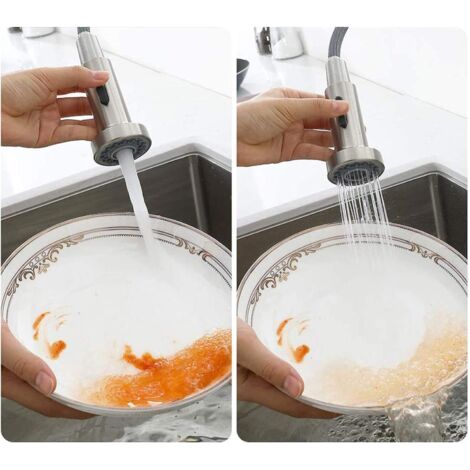 Douchette 2 Modes Tête Robinetd de Cuisine Douchette Remplacement, DouchetteTête de Robinet Universelle G1/2,Douchette pour Rétractable Mitigeur Cuisine (nickel brossé) (1/4)