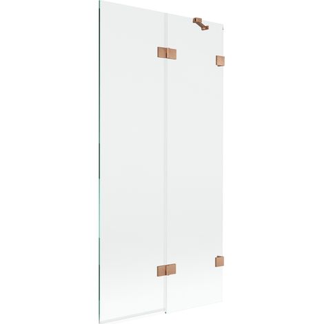 Paroi de baignoire Mexen Lunar 2 volets droite 90 x 150 cm, transparent, cuivre brossé - 897-090-100-65-00-P (1/5)