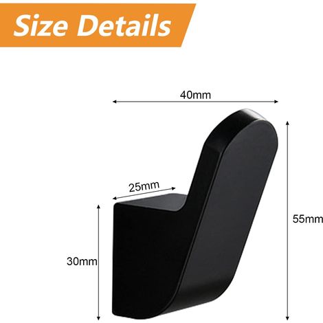 MINKUROW 2 Pezzi Appendiabiti Singolo Per Bagno, Cucina, Accappatoio, Cappello, Gancio Da Parete Con Viti, Nero (1/3)