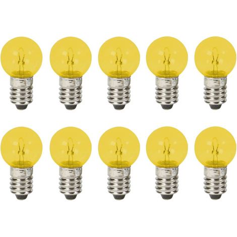 10x Ampoule E10 6V 6W jaune culot 10mm à visser universel incandescent maison bricolage cyclomoteur scooter moto vélo (1/2)