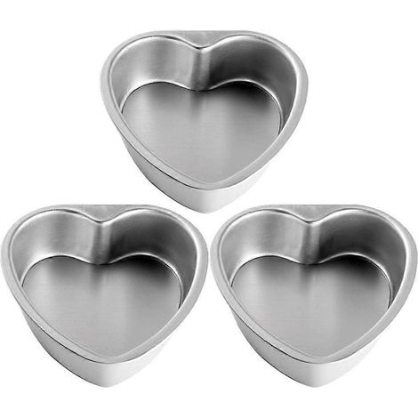 Ensemble de 3 moules à gâteaux en aluminium en forme de cœur avec fond amovible - 4 pouces (1/5)