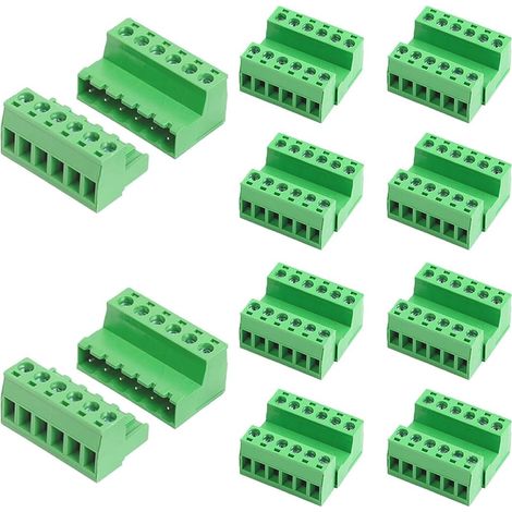CCYKXA10 Pièces Bornier à Vis, 6 Broches Connecteur, PCB Circuit Imprimé, Rail Din, Terminal Block, Bornier Electrique, Connecteur Steckbar pour 5.08mm Pas (1/5)