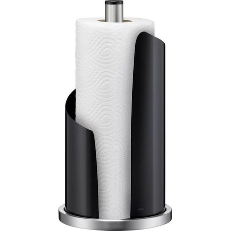 Paper towel holder, shiny metal, black, Stella - 15cm x 15 x 32cm (1/5)