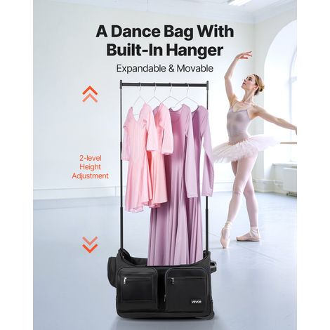 Sac de Danse avec Portant Vêtements Hauteur Réglable Sac de Sport à Roulettes 584,2 mm avec Port USB Rideau de Protection Poches Mu… (1/5)