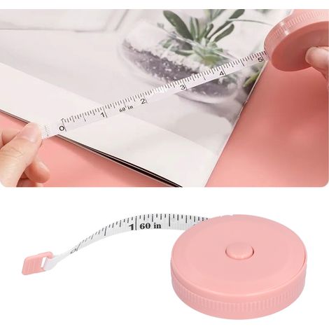 Mètre ruban souple de 1,5 m pour couture, mini mètre ruban pour la mesure du corps des filles à usage médical, rose (1/5)