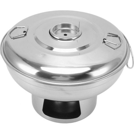Pot à thé au lait portable en acier inoxydable avec charbon de bois, petit pot à glace carbonique pour une personne, couleur argent. (1/5)