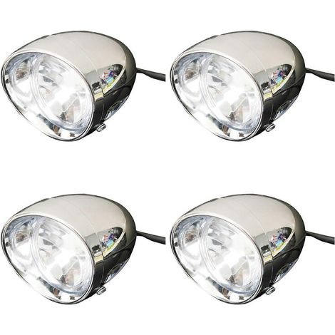 Lot de 4 ampoules chromées 4″ pour phares antibrouillard de moto (type « bullet ») pour chopper (1/5)