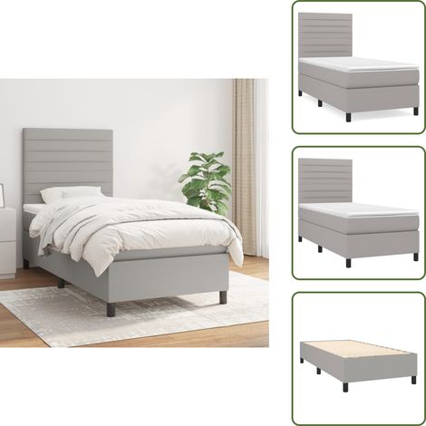 Boxspringbett mit Matratze Hellgrau 80x200 cm Stoff - Boxspringbett - Doppelbett - Schlafraum - Bettenrahmen - Matratze (1/5)