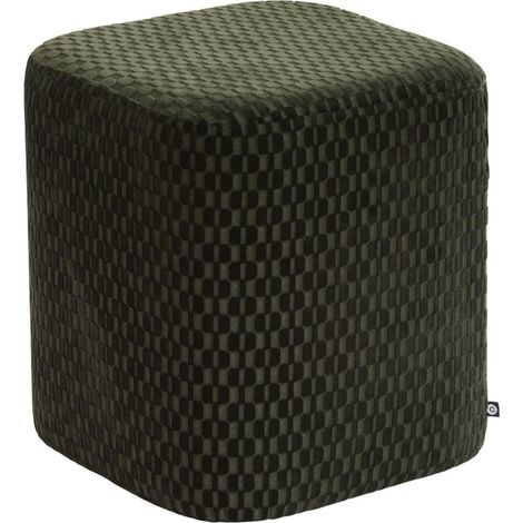 Pouf en Velours "Selia" 38cm Vert Cèdre (1/5)