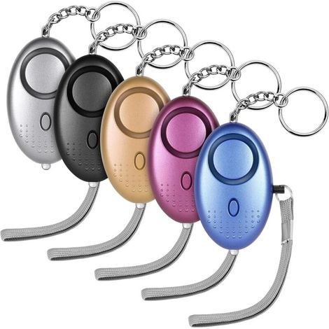 Pack of 5 personal alarms, 140 decibel personal security alarm with LED light, personal defense emergency alarm for women, girls, children and the elderly (1/5)