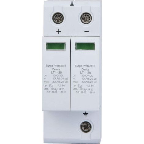 Parafoudre DC, 1000V Surge Protector Ménage Parafoudre photovoltaïque Dispositif de Protection contre les Surtensions (2P 40KA) (1/5)