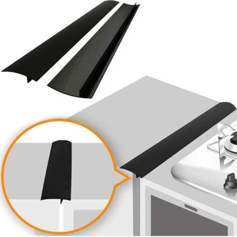 Lot de 2 cache-joints en silicone pour cuisinière, résistants à la chaleur, pour combler les espaces entre la cuisinière et le plan de travail, faciles à nettoyer (53 cm, noir)