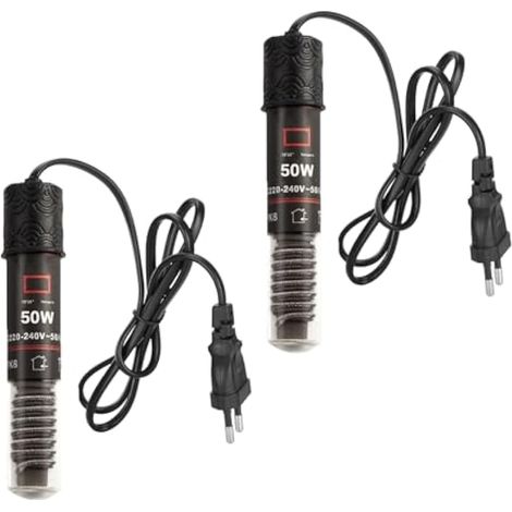 Mini chauffage d'aquarium 50 W, lot de 2, avec thermostat, pour petits aquariums d'eau douce et d'eau de mer, câble d'alimentation de 99 cm. (1/5)