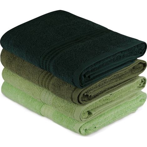 Serviette de bain x4 AUCUNE 70 x 140 cm - Assortiment verts 500 g/m² (1/4)